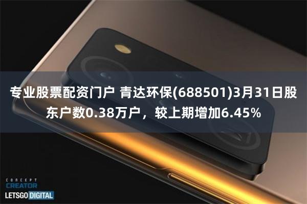 专业股票配资门户 青达环保(688501)3月31日股东户数0.38万户，较上期增加6.45%