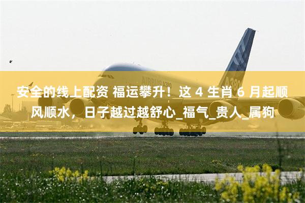 安全的线上配资 福运攀升！这 4 生肖 6 月起顺风顺水，日子越过越舒心_福气_贵人_属狗