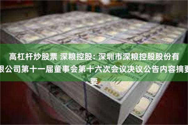 高杠杆炒股票 深粮控股: 深圳市深粮控股股份有限公司第十一届董事会第十六次会议决议公告内容摘要