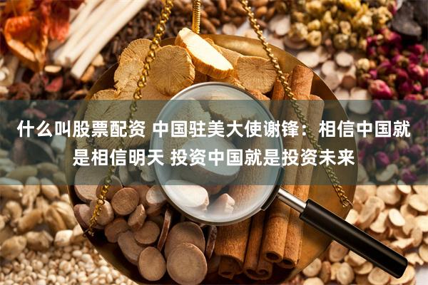 什么叫股票配资 中国驻美大使谢锋：相信中国就是相信明天 投资中国就是投资未来