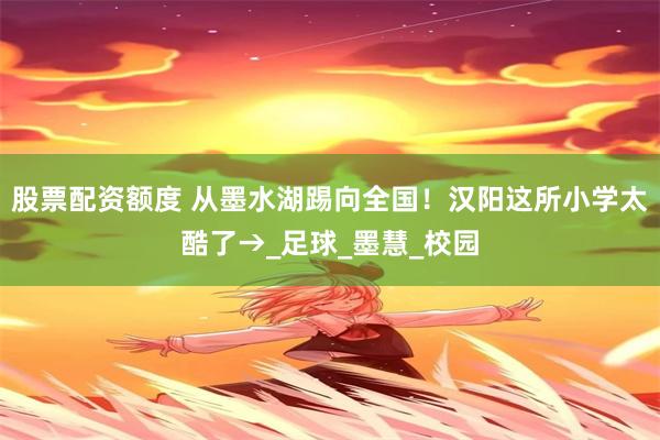 股票配资额度 从墨水湖踢向全国！汉阳这所小学太酷了→_足球_墨慧_校园