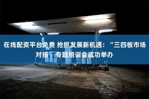 在线配资平台免费 抢抓发展新机遇：“三四板市场对接” 专题培训会成功举办