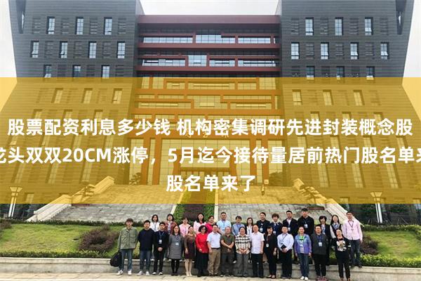 股票配资利息多少钱 机构密集调研先进封装概念股！龙头双双20CM涨停，5月迄今接待量居前热门股名单来了